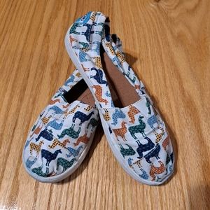 TOMS Youth Girls Size 5Y Classic Muti Color Llama Slip On Flats Shoes Sneakers